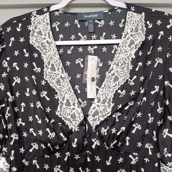 Modcloth Mushrooom Midi Dress Size 16W Leisure Meets Luxury Retro NEW - Picture 3 of 12